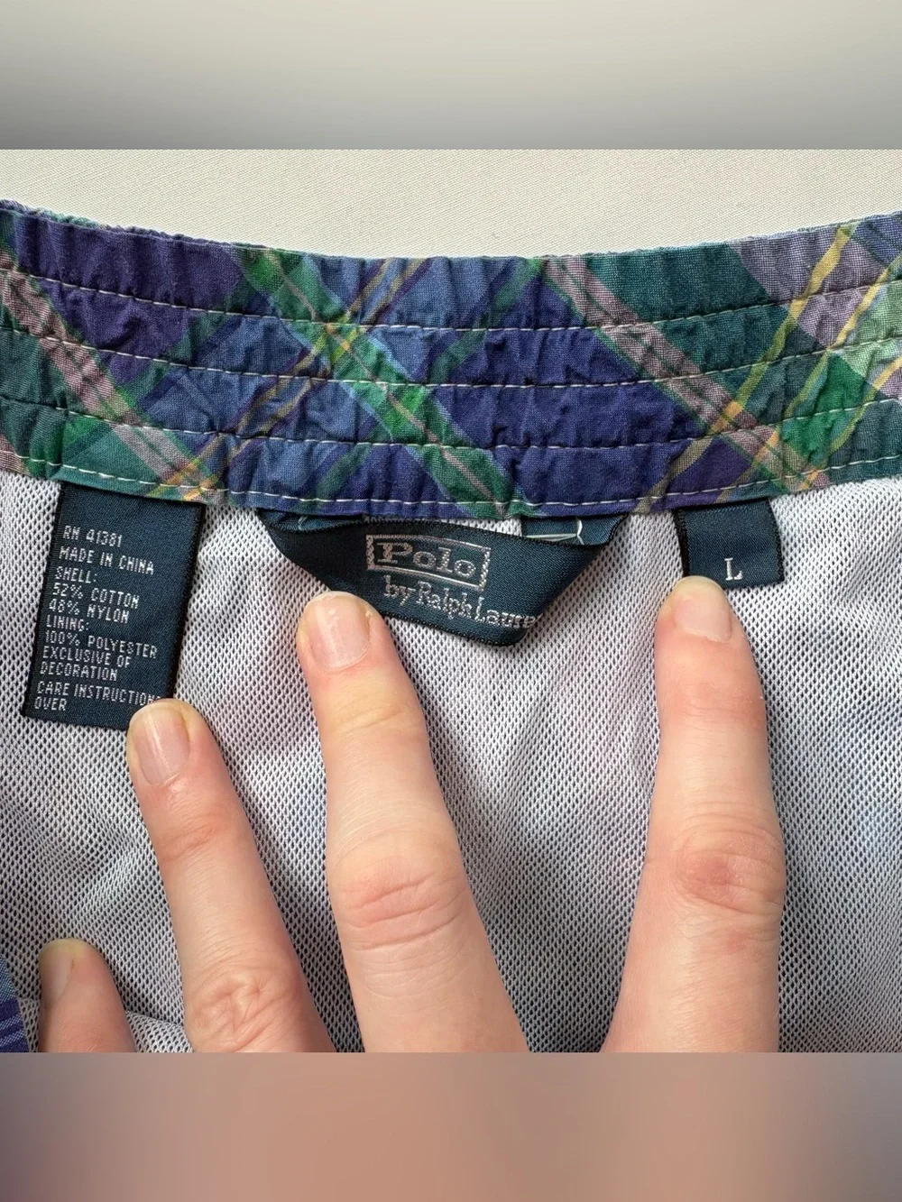 Polo Ralph Lauren Plaid Swimming Trunks Size Large